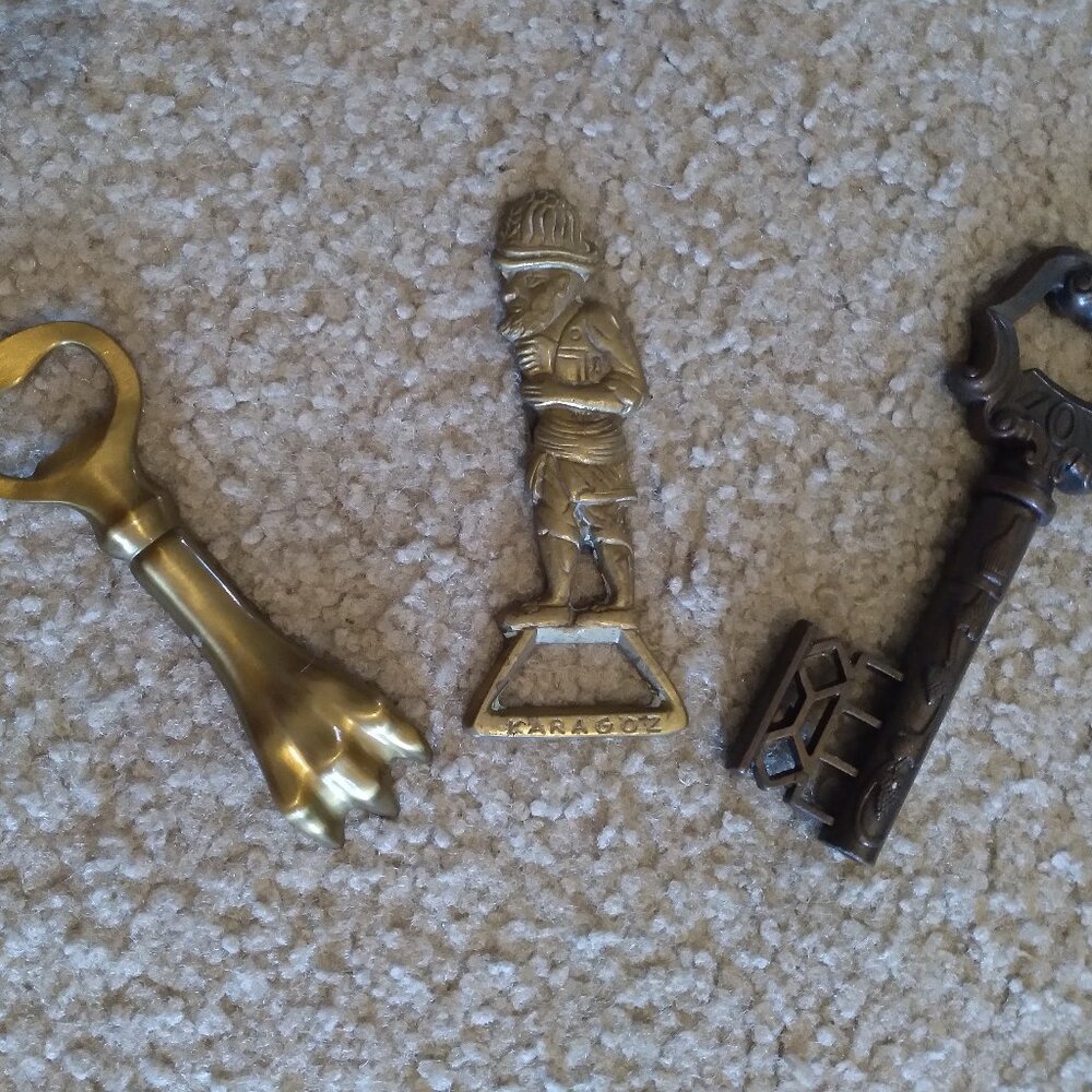 3 Assorted Vintage Bottle Openers / 1 with Corkscrew